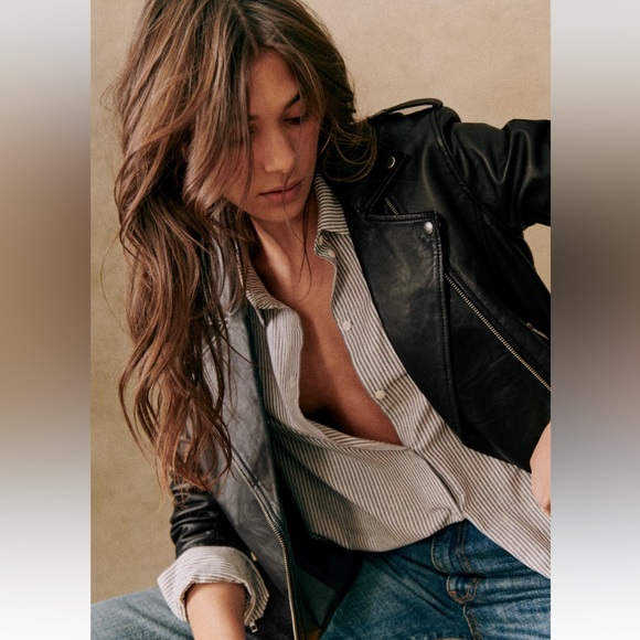 Sezane Zig Leather Jacket - Picture 2 of 9